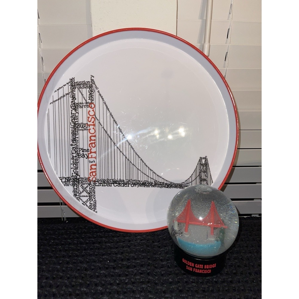 San Francisco Golden Gate Bridge Snow Globe/Fog Globe & SF Melamine Platter